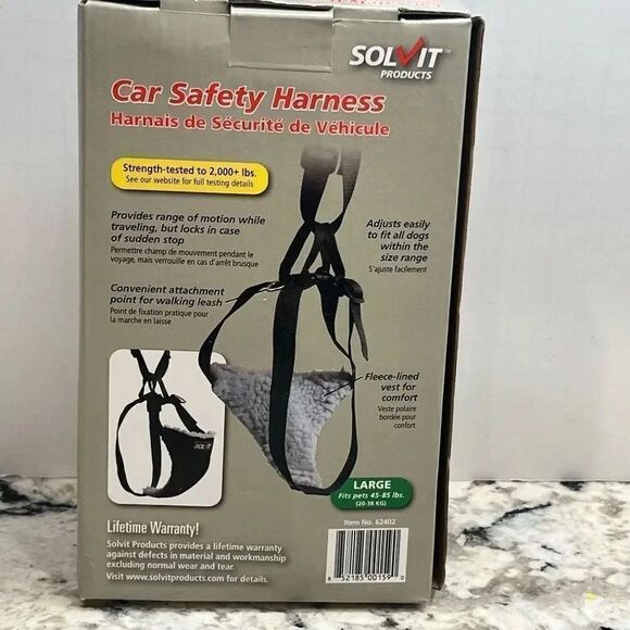 Solvit Pet Vehicle Car Safety Harness Fleece Lined Size Large - Picture 3 of 3